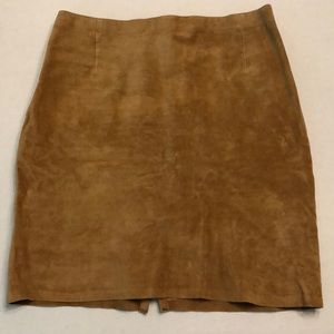 Vintage Cache Tan Lined Suede Leather Mini Skirt Size 8